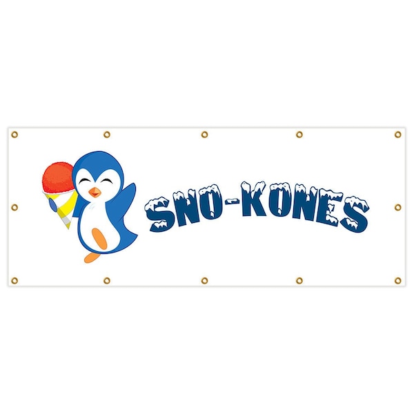 Sno Kones Banner Heavy Duty 13 Oz Vinyl with Grommets Single Sided